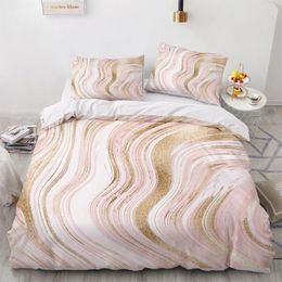 Bedding Sets Simple 3D Marbling Duvet Cover Set Soft Luxury Comforter Bedclothes Pillowcase Black Gold Home Texitle