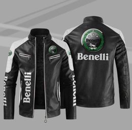 Men's Jackets Fashion Mens Vintage Benelli motorcycle Biker Leather Male Embroidery Bomber Coat Pu Overcoat 230202