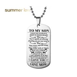 Pendant Necklaces Stainless Steel Engraved Words Necklace For Son Gift Father To Always Remember Custom Made Any Name Amazing Drop D Otf2G