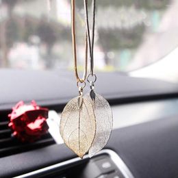 Interior Decorations Car Hanging Pendant Alloy Leaves Ornaments Handmade Dashboard Decoration Rear View Mirror Auto Accessories Gift