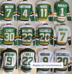 Men CCM Hockey Retro 9 Mike Modano Jersey Vintage Classic 7 Broten 23 Brian Bellows 4 Craig Hartsburg 20 Dino Ciccarelli 1 Gump Worsley