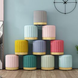 Chair Covers Simple Wrought Iron Nordic Fabric Macaron Colour Dressing Stool Change Shoes Small Sofa Fashion Living Room