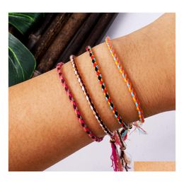 Charm Bracelets Polyester Thread String Bracelet Pray Yoga Handmade Pure Colour Chic Tassel For Men Women Adjustable With Friendship Otnsb