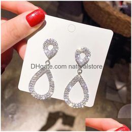 Dangle Chandelier Earrings Fashion Shiny Crystal Circle Womens Exquisite Elegant Rhinestone Girl Party Wedding Jewellery Gift Drop De Dhdir