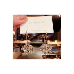 Dangle Chandelier Fashion Jewelry S925 Sier Post Earrings Rhinstone Square Drop Delivery Dhwxm