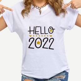 Women's T Shirts Hellow 2023 Graphic Tees Women Streetwear European Fashion Femme Vetement Comfy Casual Short Sleeve Summer Shirt French