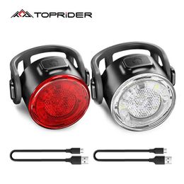 Lights TOPRIDER Bicycle Taillights Waterproof MTB Bike Battery Powered Warning Cycling Tail Light LED Headlight Rear Lamp 0202