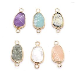 Pendant Necklaces 2pcs/pack 10x24mm Water Drop Shaped Connector Natural Semi-precious Stone Agate Crystal DIY Making Necklace Bracelets 6