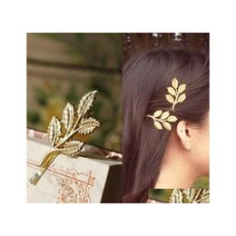 Hair Clips Barrettes Fashion Jewellery Womens Vintage Olive Branch Leaf Hairpin Clip Bobby Pin Lady Bride Side Barrette Accessories Dheoq