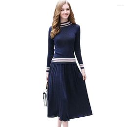 Women's Sweaters Autumn Streetwear Sweater And Skirt Up Down Two-Piece European Style Long Sleeve Dress Women's Set