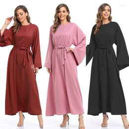 Ethnic Clothing Muslim Fashion Hijab Dubai Abaya Long Dresses Women With Sashes Islam African For Dress