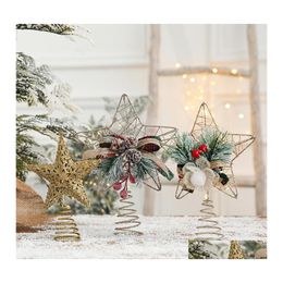 Christmas Decorations Tree Top Wrought Iron Pentagram Accessories Golden Hanging Ornaments Living Room Desktop Decoration Drop Deliv Dhxk3