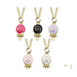 Pendant Necklaces Doughnut Lollipop Necklace Set Jewellery Colorf Spiral Cartoon Drop Delivery Jewelry Pendants Dhvig