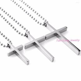 Pendant Necklaces Fashion Men's Simple Design Cross Necklace 3 Sizes Wholesale Stainless Steel Rope Chain