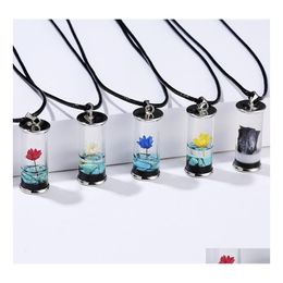 Pendant Necklaces Women Fashion Jewelry Bottle Necklace Glass Dry Flower Slide Drop Delivery Pendants Dhzrl