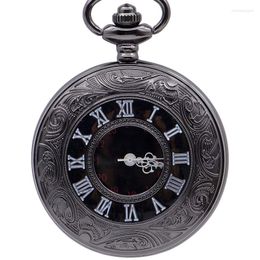 Pocket Watches Top Brand Roman Numbers Silver Mens Fob Chain Necklace Pendant Unisex Gifts Hollow Quartz For Men Women CF1018