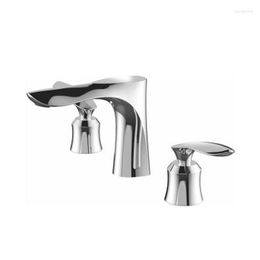 Bathroom Sink Faucets Traditional 3 Hole Bath Faucet Brass Body Water Taps Basin Mixer Tap Washroom Sanitary Ware A1143