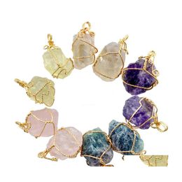 Pendant Necklaces Pretty Nature Stone Pendants Amethyst Rose Quartz White Crystal Lemon Fluorite Charms For Necklace Drop Delivery Je Dhfbg