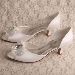 Dress Shoes Wedopus 22 Colours Wedding Bridal With Short Heels Peep Toe White Pumps 5CM