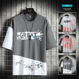 Men's T-Shirts 2022 New Summer Men Harajuku Shirt Short Sleeve Cotton Fashion Tshirt Mens Casual Top Tees Oversize T shirt Round Neck Size 4XL Y2302