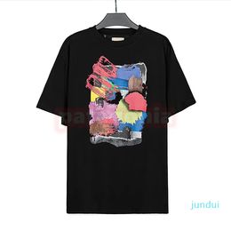 Men Women Luxury Summer T Shirt Fashion Brand Colour Graffiti Print Tees Lovers Streetwear
