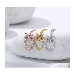 Pendant Necklaces Owl Necklace Stainless Steel Chain Jewellery Zircon Drop Delivery Pendants Dhdri