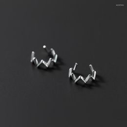 Backs Earrings Genuine 925 Sterling Silver Irregular Wave Ear Clip Without Pierced Bone Cuff For Men Women Girl Jewellery Gift