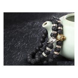 Charm Bracelets Wholesale Black For Men Women Male Orologio Tiger Eye Bracelet Jewelry Bead Drop Delivery Dhane