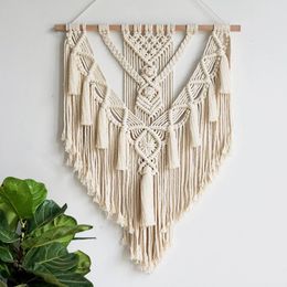 Tapestries PATIMATE Macrame Wall Hanging Tapestry Decoration Cotton Bohemian Handmade Woven Home Beautiful Gifts 55x70cm 230201