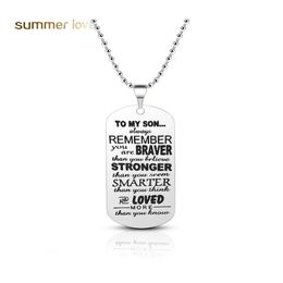 Pendant Necklaces To My Son Necklace Engraving Letter Braver Stronger Positive Stainless Steel Dog Tag Jewellery Gifts Drop Delivery Pe Otdjg