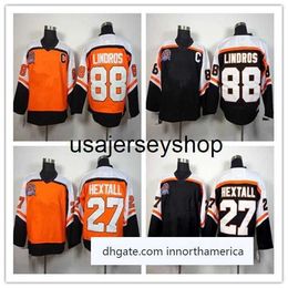 Hockey Stitched 1997 Stanley Cup Vintage Hockey #88 Eric Lindros Jersey Mens CCM #27 Ron Hextall Ice Hockey JerseysBlack Orange