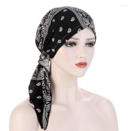 Scarves 2023 Fashion Print Woman Turban Hat Soft Elastic Flowers Lady Muslim Headdress Wrap Head Scarf Hijab Caps Turbante Female