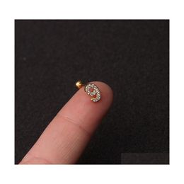 Stud Men Women Piercing Earrings Mini Size Cz 09 Number For Allergic 3742 Q2 Drop Delivery Jewelry Dhe6B