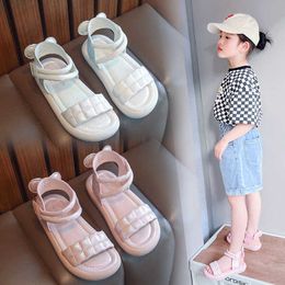 Girls Sandals Summer New Korean Children Back Princess Solid Pink Open-toe Casual Thick Bottom Versatile Kids Fashion