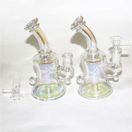 6.1 inch Heady Glass Bongs Recycler Bong Hookahs Water Pipes Mini Glass Oil Dab Rigs 14mm Joint With Bowl