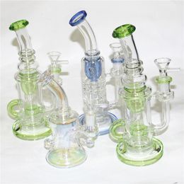 Glass Bong Dab Rig Hookahs Cyclone Recycler Rigs Glass Bubbler Water Pipe 14mm Joint Bongs with Heady Bowl