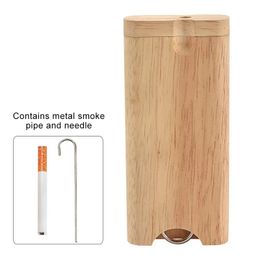 Wood Dugout One Hitter Smoking Pipe Kit with Digger Smoke Aluminum OneHitter Bat Dry Herb Tobacco Box Cigarette Case Tube With Hook Portable Wood Case