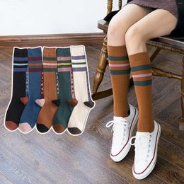 Women Socks Ladies Spring And Summer Thin Product Knee-length Calf Long Tube College Style Fashion Two-bar Letter Stripes