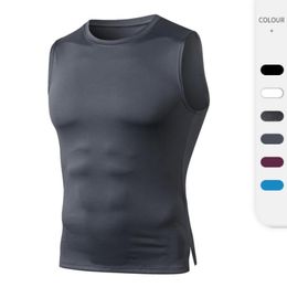 Running Jerseys Men's Fitness Vest High Elastic Compression Tights Gym Tops Quick Dry Sleeveless Sports Tee Breathable Muscle Sportswear