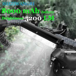 Upgrade 5200LM 8000mAh Bike Lights With Digital Battery Indicator Bright Flashlight Type-C Rechargeable Bicycle Lamp Headlight 0202