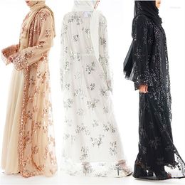 Ethnic Clothing Women's Lace Cardigan Muslim Dubai Sequin Embroidery Outside Of Abaya Arab Caftan Women Fashion Dress Arabic Turkish