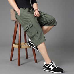 Men's Shorts Mens Military Cargo Outwear Summer Tactical 3/4 Capri Pant Men Cotton Loose Multi-pocket Casual Short Male Baggy Trousers Y2302