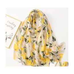 Scarves Spring Summer Women Slik Scarf Sunsn Cotton And Linen Feeling Big Gauze Shawl Soft Beach Shawls Florals Geometric Towel Drop Dhgqs