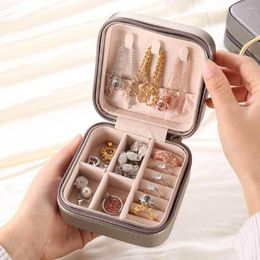 Jewelry Pouches 10 5cm Organizer Display Travel Case Boxes Portable Box Zipper Leather Storage Joyeros Organizador