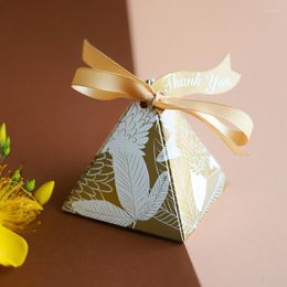 Gift Wrap 20Pcs Pyramid Leaves Candy Box Wedding Favors And Gifts Boxes Chocolate For Guests Giveaways Party Supplies Ribbon