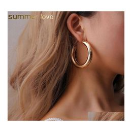 Hoop Huggie South Korea Gold Color Big Circle Earrings Lover Ring Ear For Women Hip Hop Jewelry Gifts Girls Drop Delivery Otwv3