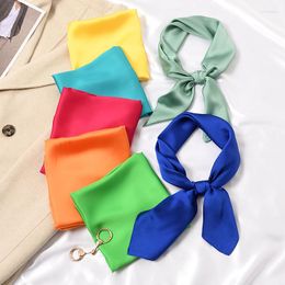 Scarves 70 70cm Solid Silk Handkerchief Small Hair Scarf Women Cute Plain Scarfs Female Fashion Neck For Ladies
