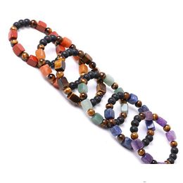 Beaded 8Mm Lava Stone Reiki Seven Chakra Natural Strand Bracelet Diy Aromatherapy Essential Oil Diffuser Bracelets For Women Dhgarden Dhdiv