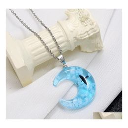 Pendant Necklaces Creative And Exquisite With Luminous Bird Eagle Sky Necklace White Cloud Moon Resin Blue Jewellery Drop Delivery Pend Dhrxg