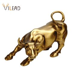 Decorative Objects Figurines Vilead Resin Wall Street Bull OX Statue Animal Office Desk Decor Living Room Interior Home Decoration Accessories 230201